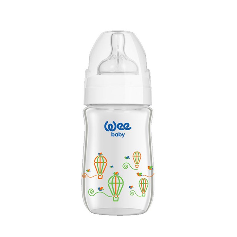 Wee Isıya Dayanıklı Geniş Ağızlı Cam Biberon 280 ml beyaz