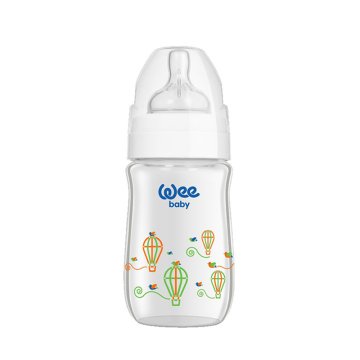 Wee Isıya Dayanıklı Geniş Ağızlı Cam Biberon 280 ml beyaz