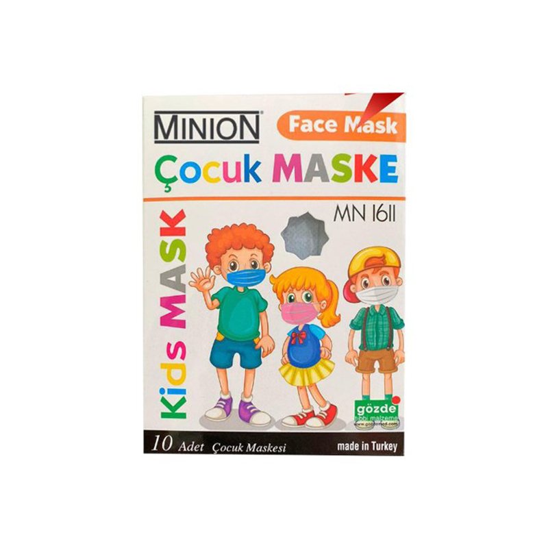 Minion Çocuk Maskesi 10 Adet beyaz