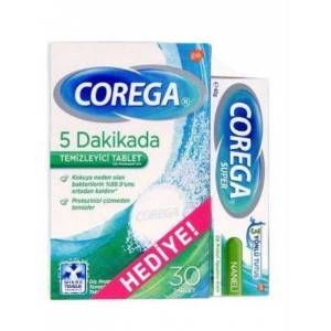 Corega diş protezi yapıştırıcı krem 40 G Coreha temizleyici 30 tablet hediye