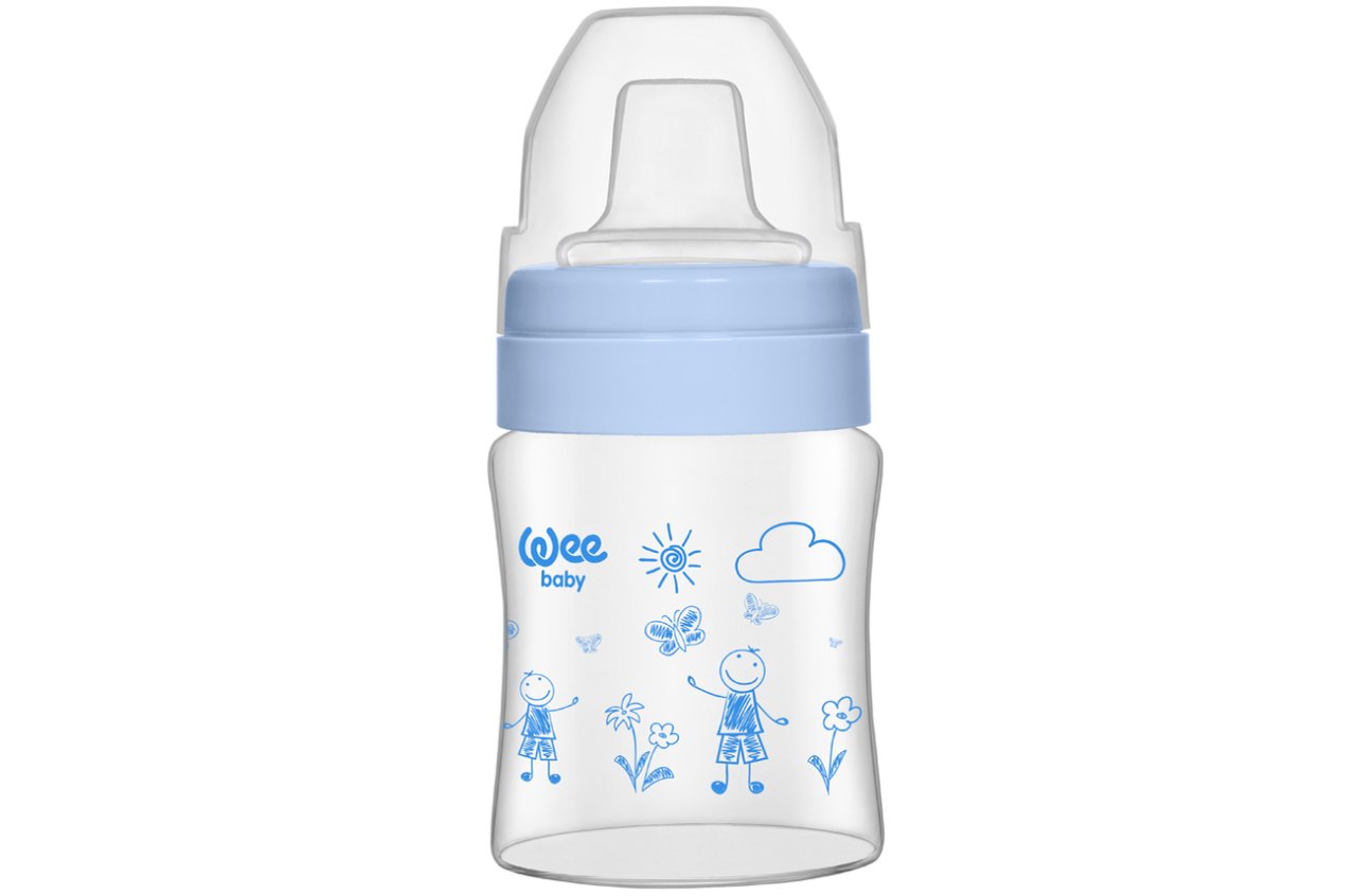 Wee Isıya Dayanıklı Akıtmaz Cam Bardak 120 ml mavi