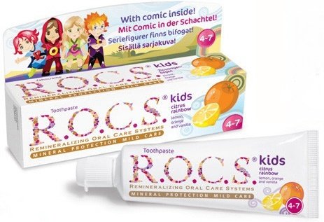 Rocs Kids 4-7 yaş Diş Macunu Limon, Portakal, Vanilya