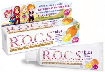 Rocs Kids 4-7 yaş Diş Macunu Limon, Portakal, Vanilya