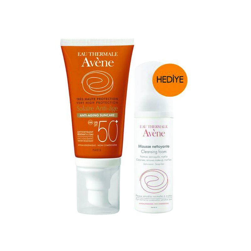 Avene Yaşlanma Karşıtı Güneş Kremi SPF 50 50 ml Temizleyici Köpük 50 ml HEDİYE