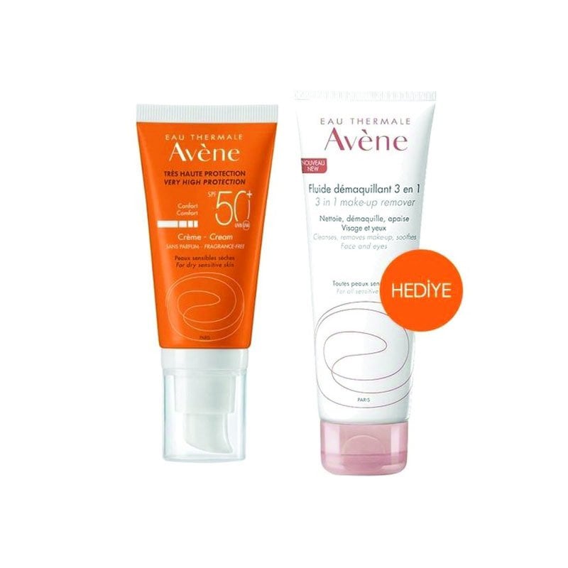 Avene Spf 50+ Cream 50ml 3in1 Make Up Remover 100ml HEDİYE